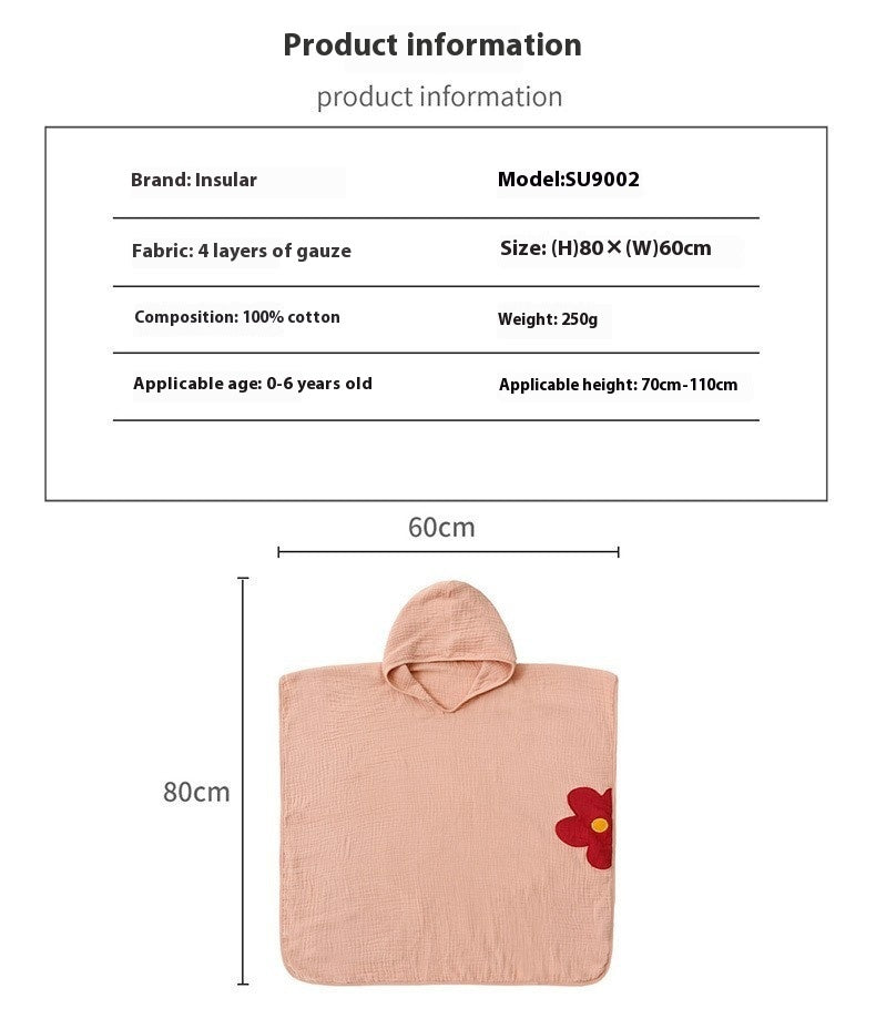 Cotton Gauze Children Can Wear Hooded Hooded Bath Towel