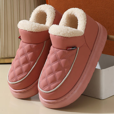 Winter Plush Cotton Shoes Warm Thick-bottom Waterproof Home Slippers All-match Indoor Outdoor Garden Shoes For Women