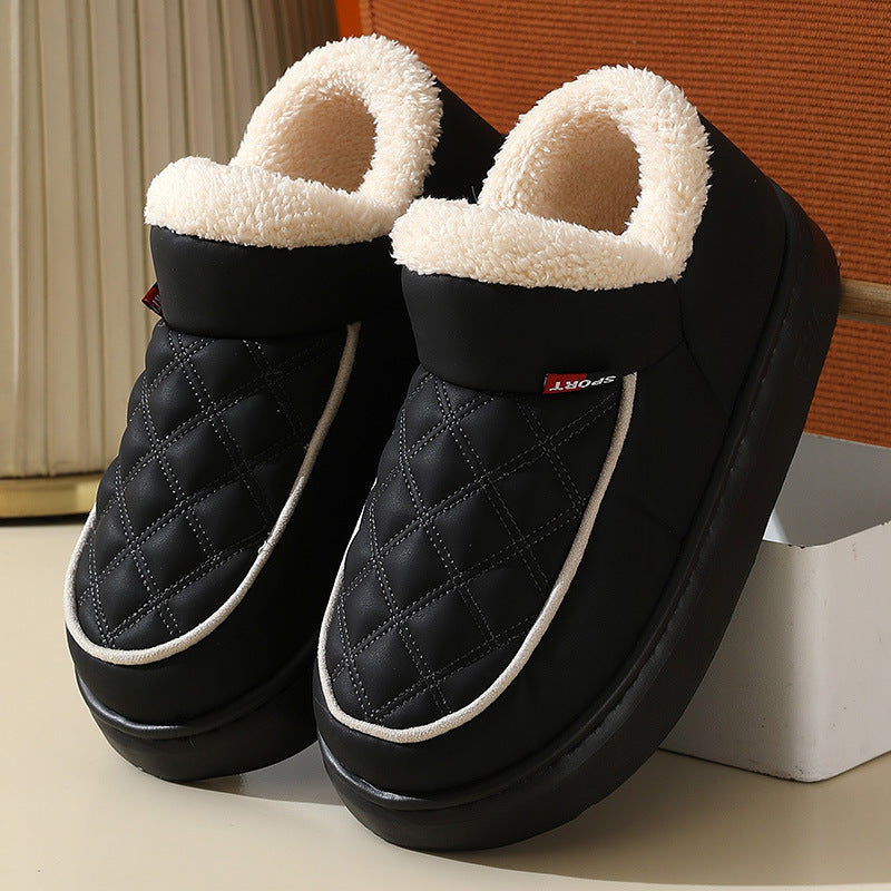 Winter Plush Cotton Shoes Warm Thick-bottom Waterproof Home Slippers All-match Indoor Outdoor Garden Shoes For Women