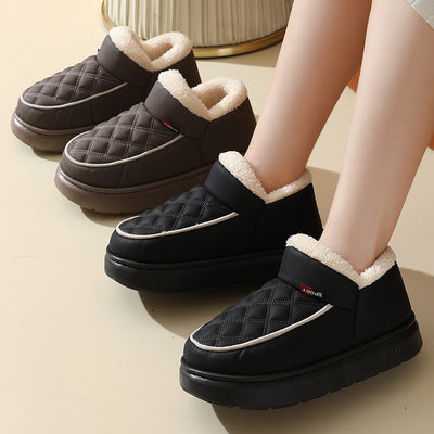 Winter Plush Cotton Shoes Warm Thick-bottom Waterproof Home Slippers All-match Indoor Outdoor Garden Shoes For Women